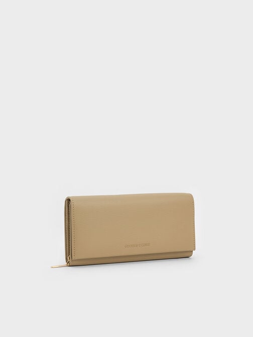 Front Flap Long Wallet, Sand, hi-res