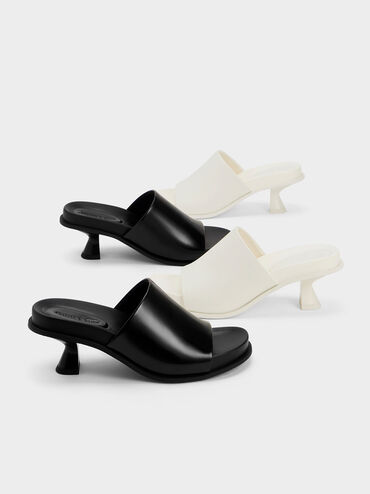 Clio Slant Heel Mules, White, hi-res