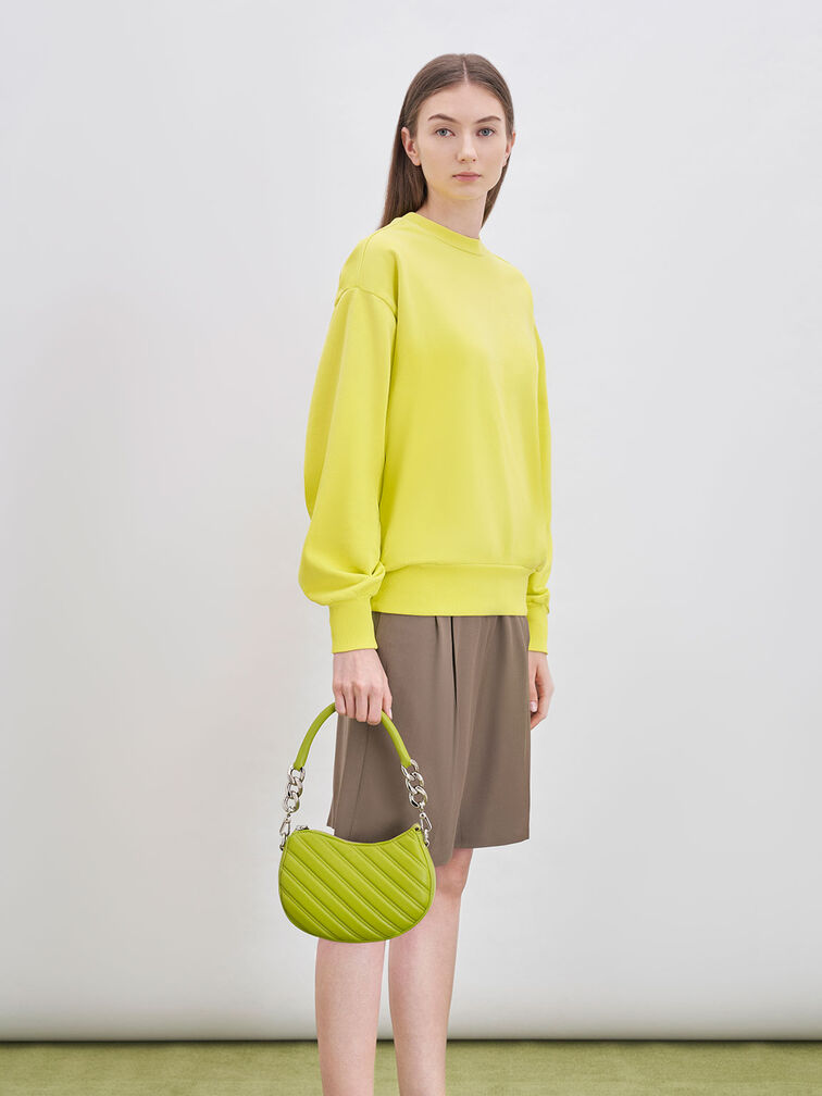 Freja Curved Panelled Bag, Lime, hi-res