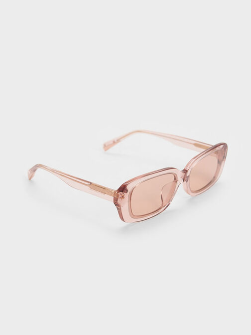 Rectangular Recycled Acetate Sunglasses, Pink, hi-res