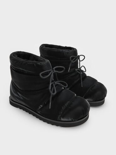 에건 나일론 퍼피 앵클 부츠, 블랙 텍스처드, hi-res