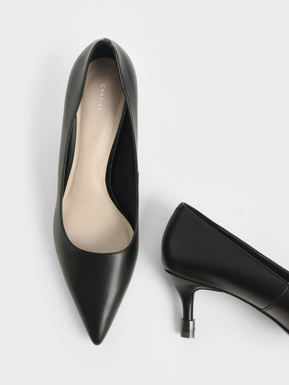 Mid Heel Pointed Toe Pumps, Black, hi-res