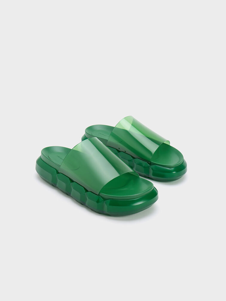 Fia See-Through Slide Sandals, Green, hi-res