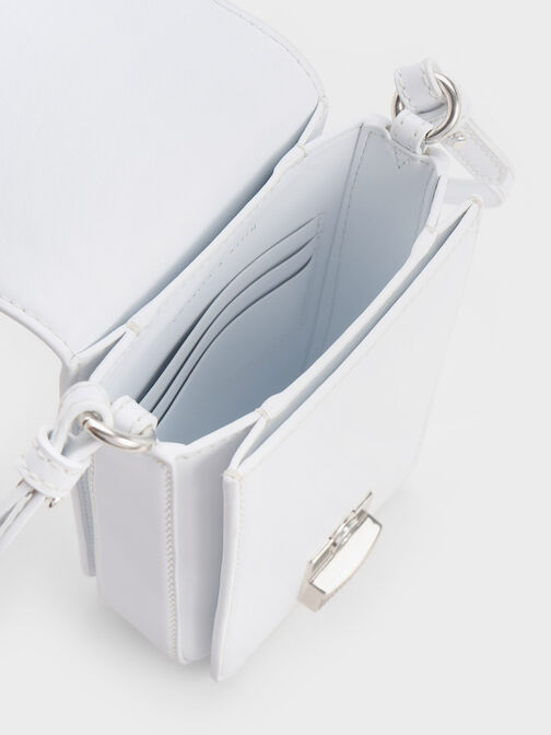 Kalinda Metallic Accent Phone Pouch, White, hi-res