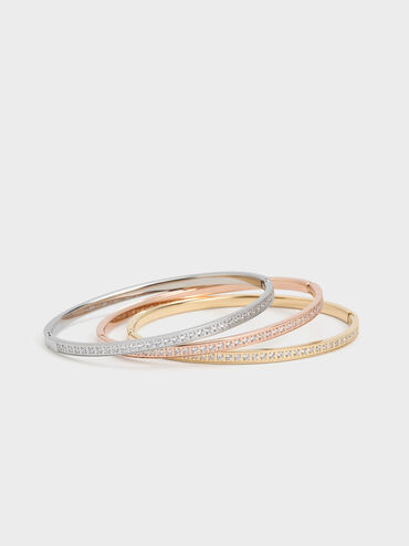 Hermione Crystal Bangle, Gold, hi-res