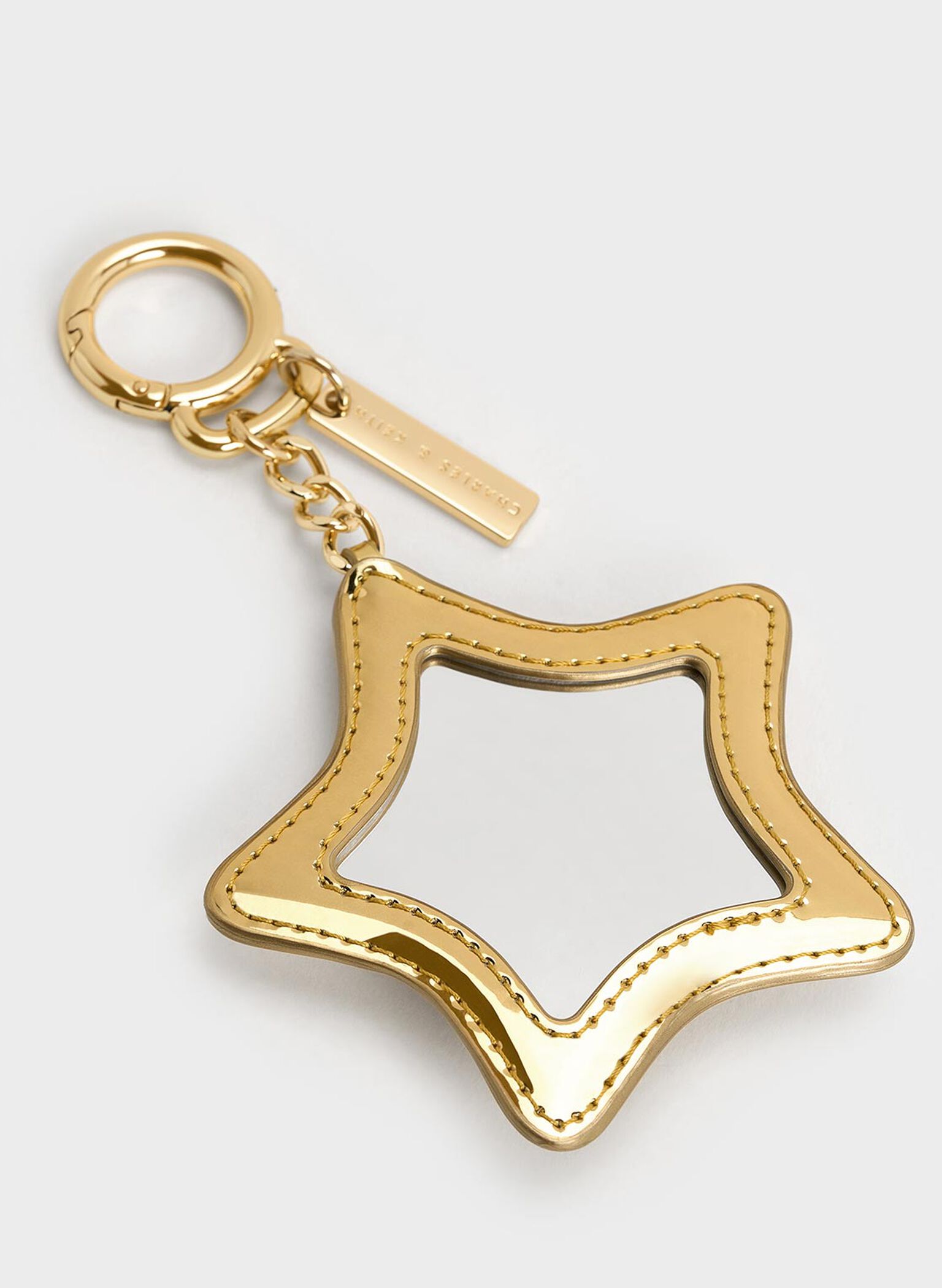 Metallic Star Mirror Charm, Gold, hi-res