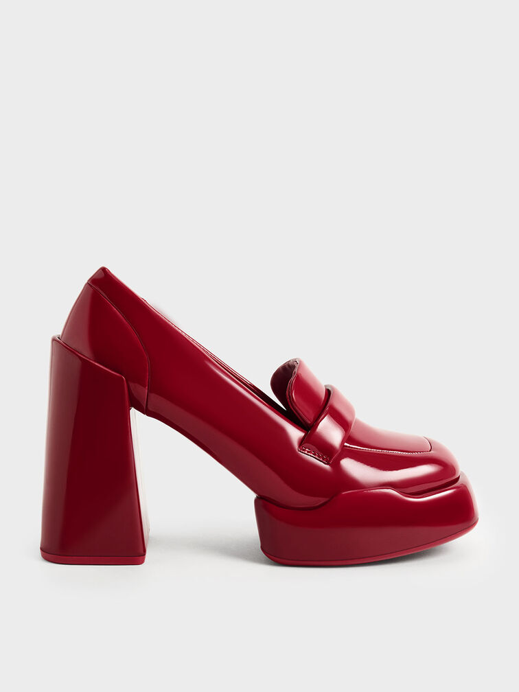 Lula Patent Loafer Pumps, Red, hi-res