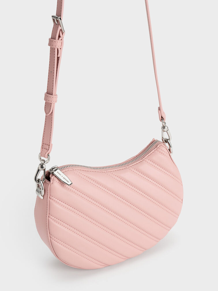 Light Pink Freja Curved Panelled Bag - CHARLES & KEITH US