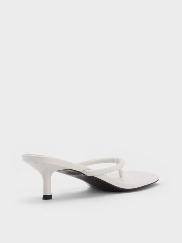 Kitten-Heel Thong Sandals, White, hi-res