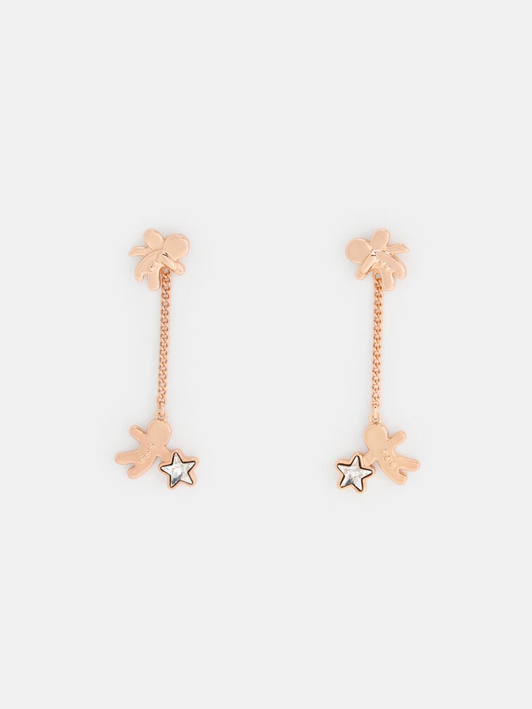 Athalia Gingerbread-Fairy Crystal-Star Drop Earrings, Rose Gold, hi-res