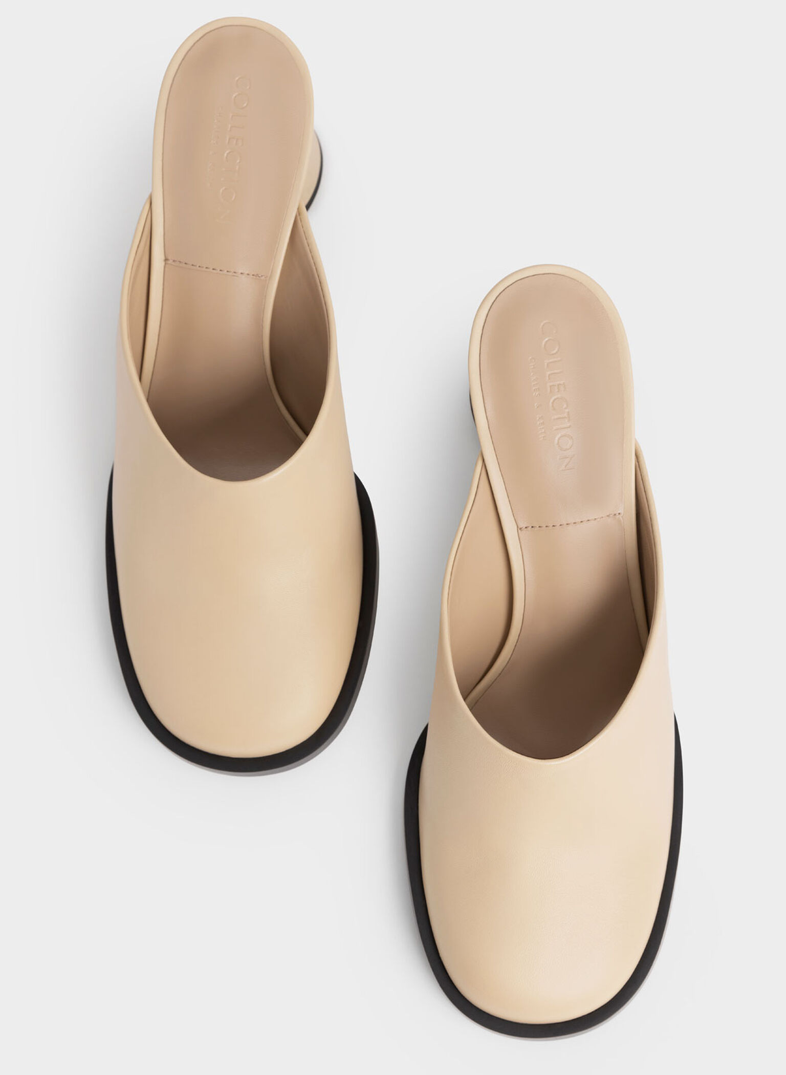 Medina Leather Cylindrical Heel Mules, Sand, hi-res