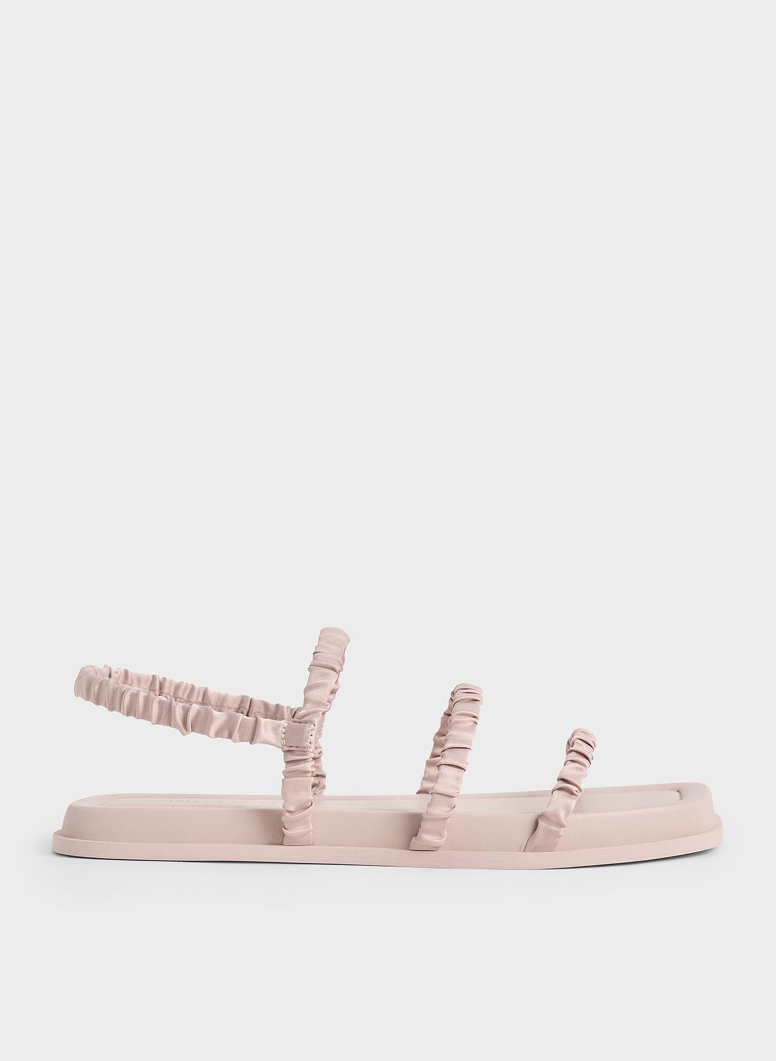 Recycled Polyester Ruched Strappy Sandals, Nude, hi-res