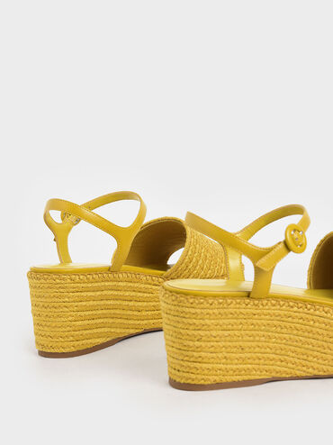 Espadrille Platform Sandals, Yellow, hi-res