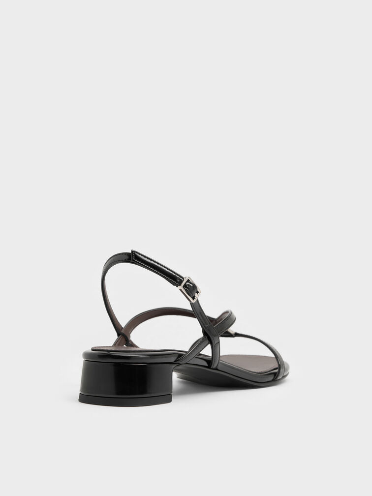 V-Strap Heeled Slingback Sandals, Black Box, hi-res