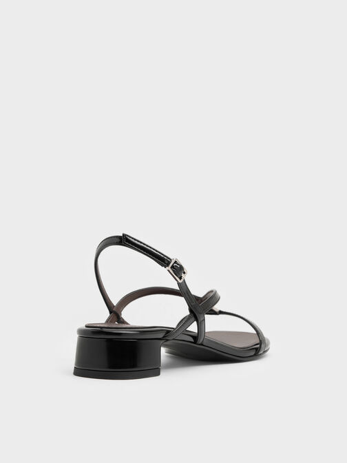 V-Strap Heeled Slingback Sandals, Black Box, hi-res