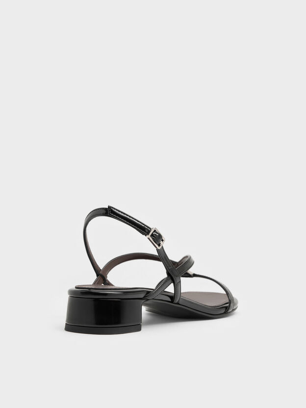 V-Strap Heeled Slingback Sandals, Black Box, hi-res
