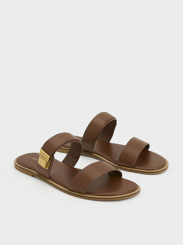 Dove Double-Strap Sandals, Dark Brown, hi-res