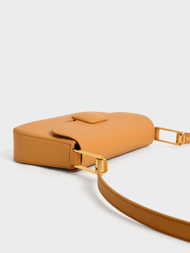 Koa Square Push-Lock Shoulder Bag, Orange, hi-res