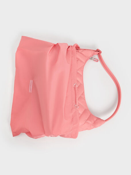 Nylon Chevron Shoulder Bag, Guava Pink, hi-res