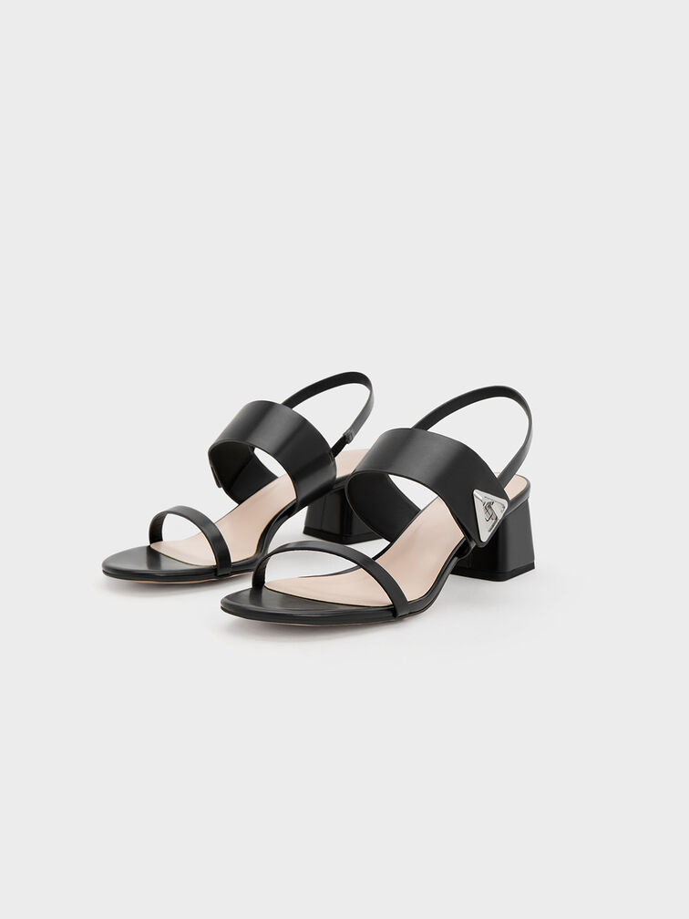 Trice Metallic Accent Block Heel Sandals, Black, hi-res