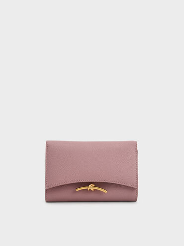 Huxley Metallic-Accent Front Flap Wallet, Mauve, hi-res