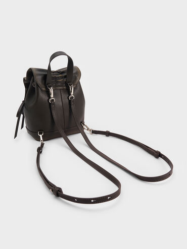 Kadee Ruched Bow-Charm Backpack, Burnished Brown, hi-res