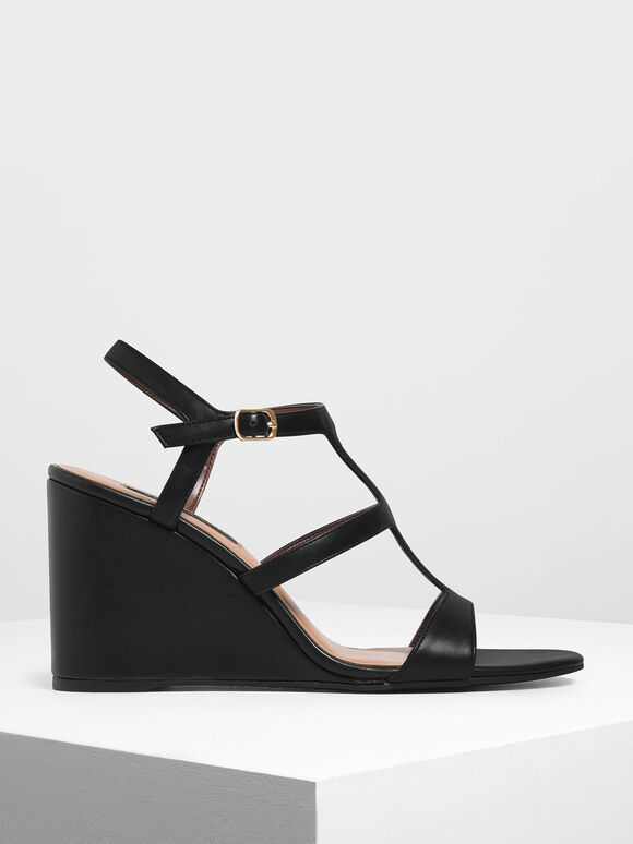 charles and keith black wedges