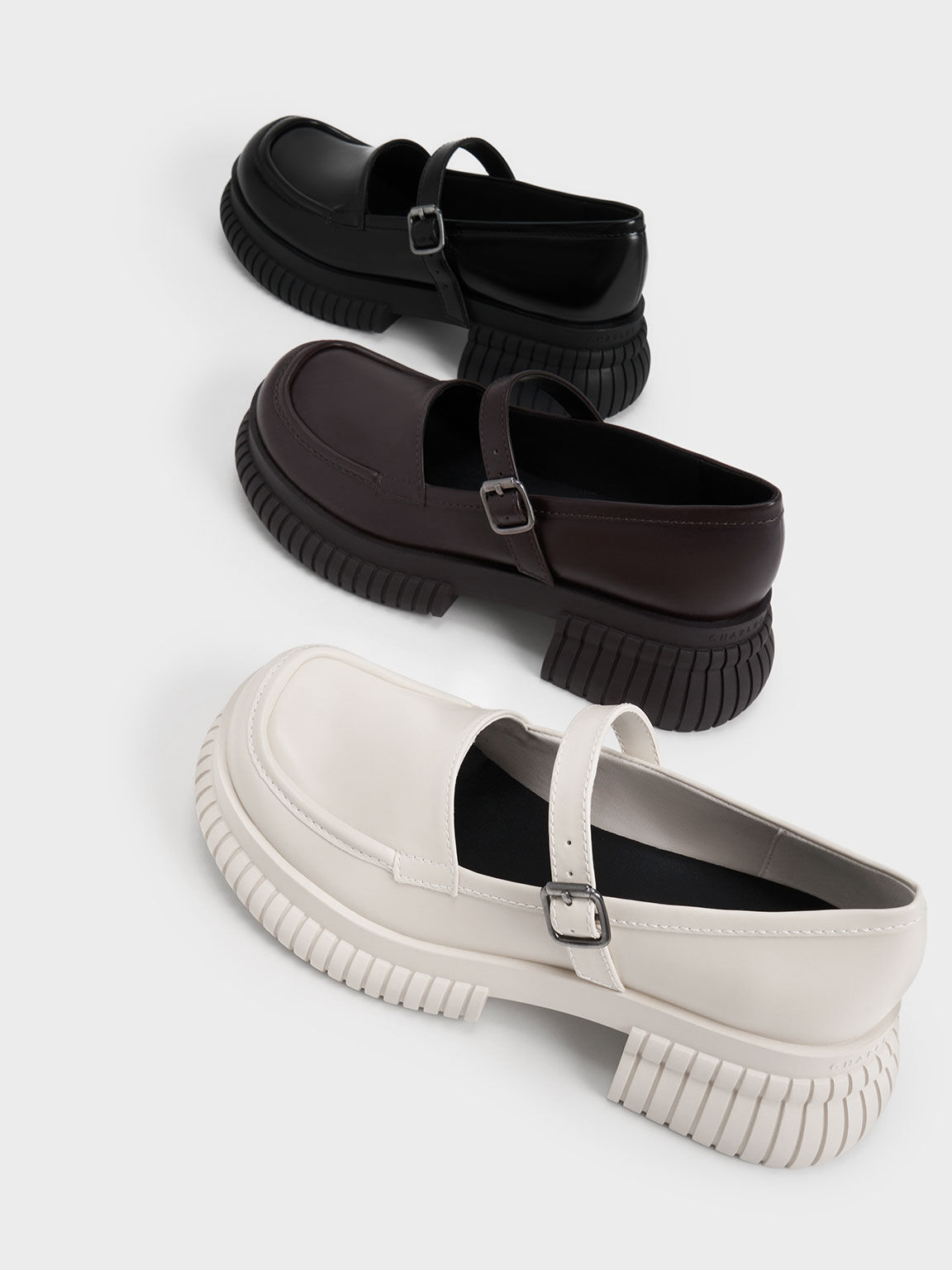 Buckled Mary Jane Loafers, Dark Brown, hi-res