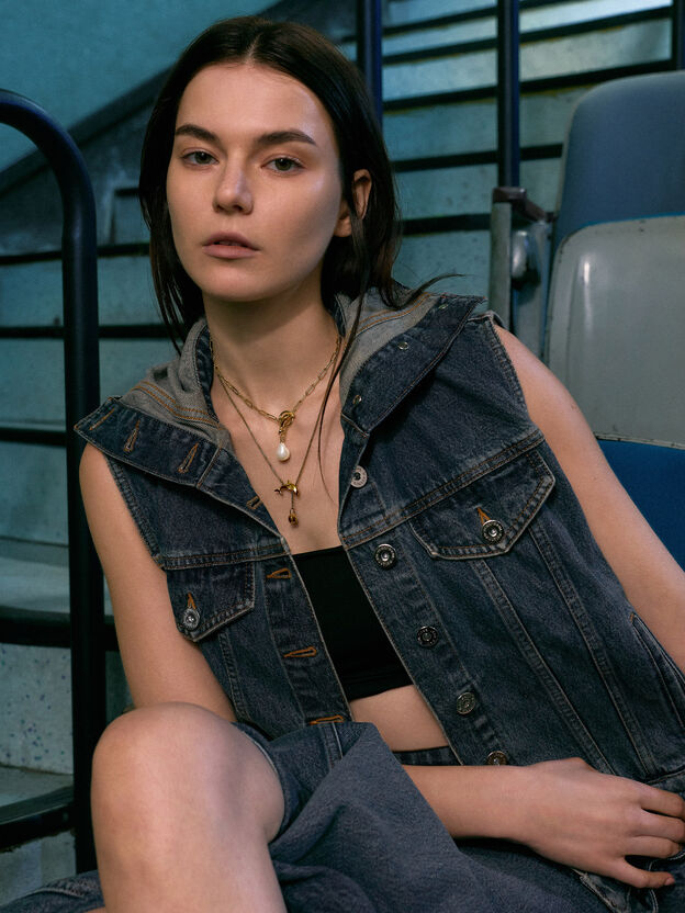 Delfina Dolphin Pearl Chain Necklace, Gold, hi-res
