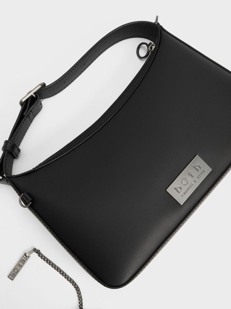 Jules Leather Chain-Embellished Bag, Black, hi-res
