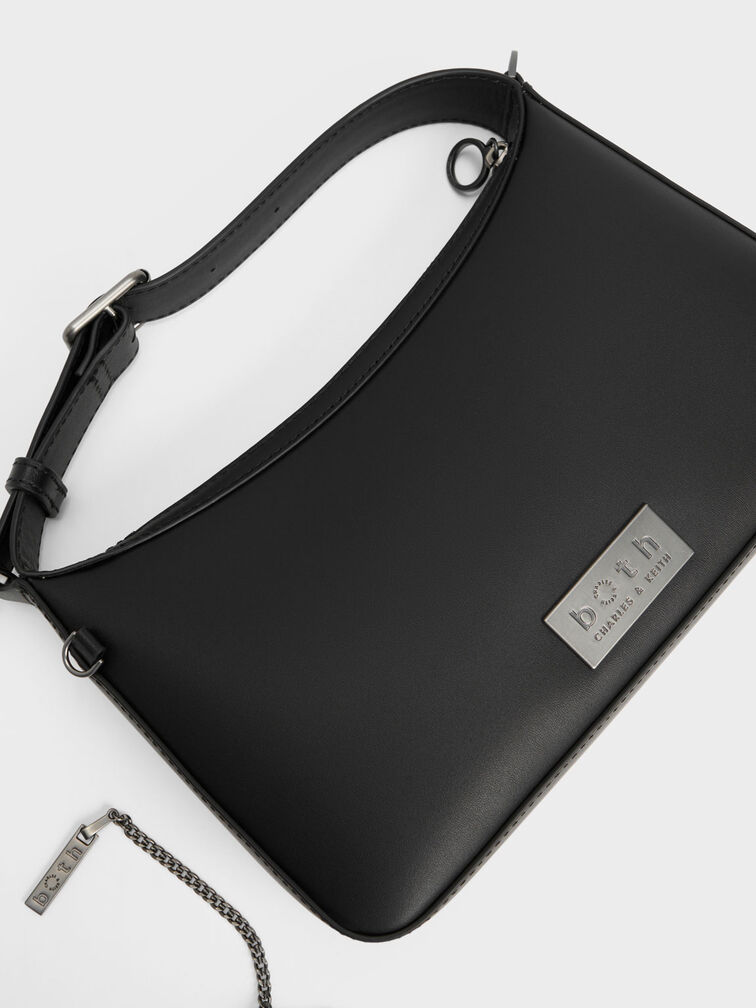 Jules Leather Chain-Embellished Bag, Black, hi-res