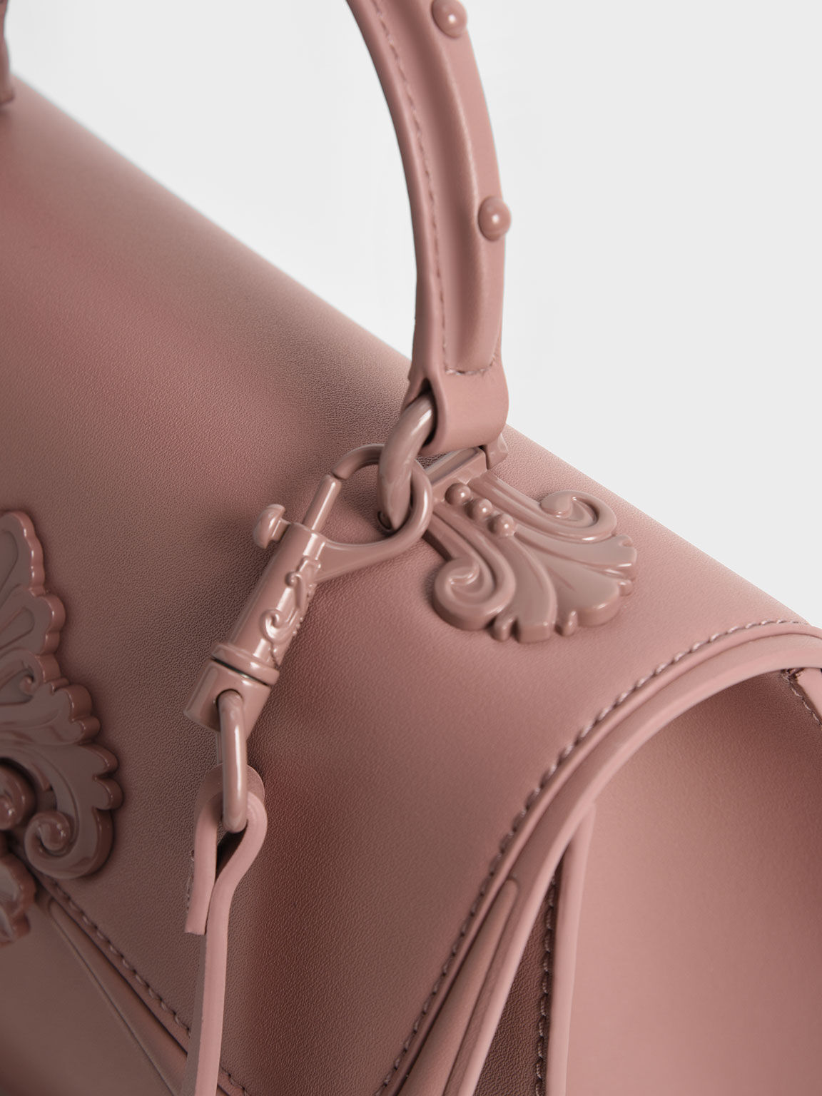 Mauve Meriah Studded Top Handle Bag - CHARLES & KEITH US