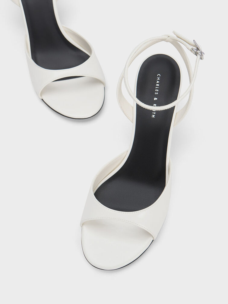 Sculptural Heel Ankle-Strap Pumps, White, hi-res