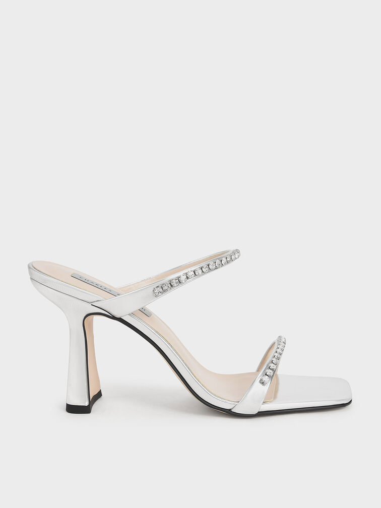 Silver Metallic Double Strap Mary Jane Pumps - CHARLES & KEITH International