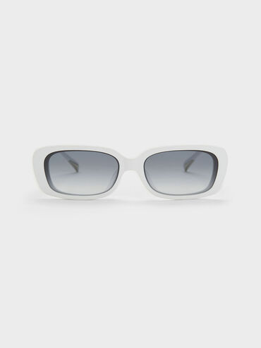 Rectangular Recycled Acetate Sunglasses, White, hi-res