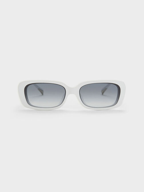 Rectangular Recycled Acetate Sunglasses, White, hi-res