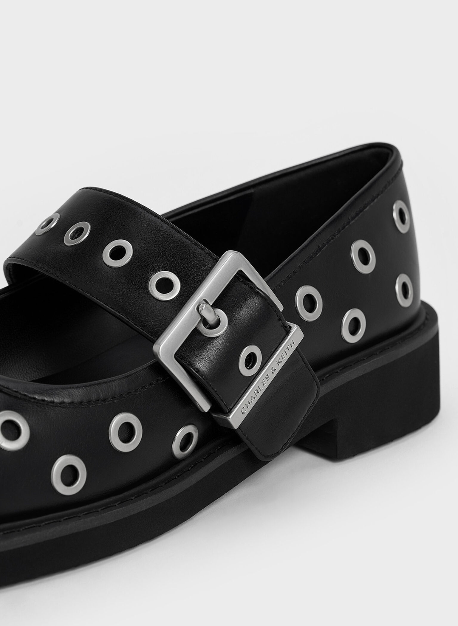 Grommet Buckled Mary Janes, Black, hi-res