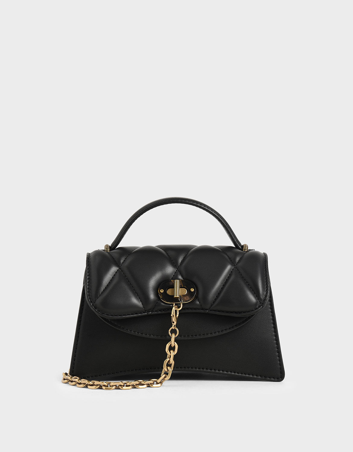 Black Padded Chain Link Bag - CHARLES