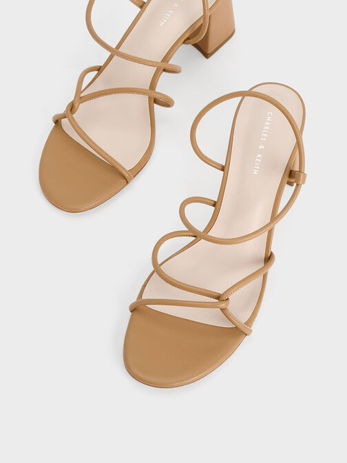 Meadow Strappy Block Heel Sandals, Camel, hi-res