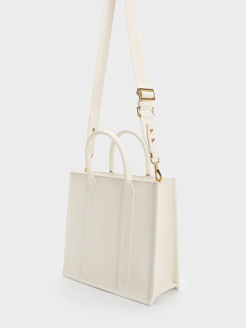 Clover Trapeze Tote Bag, Cream, hi-res