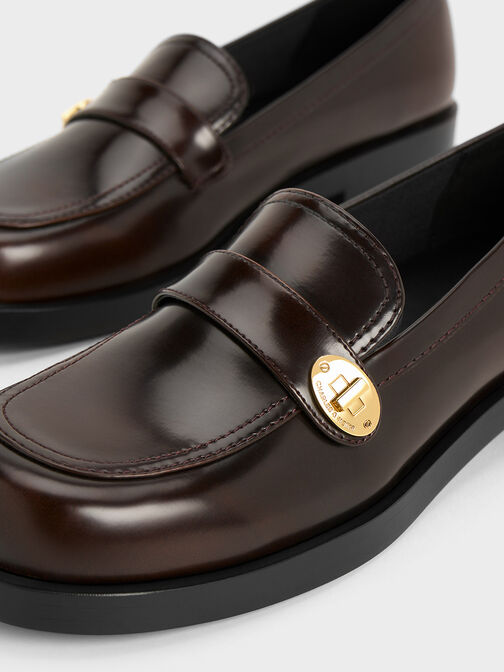 金釦樂福鞋, 咖啡色, hi-res