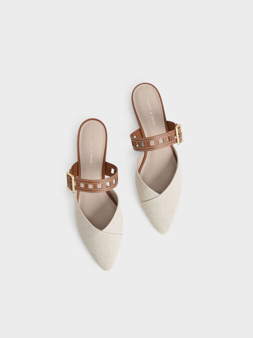 Sepphe Cut-Out Strap Flat Mule Pumps, Caramel, hi-res