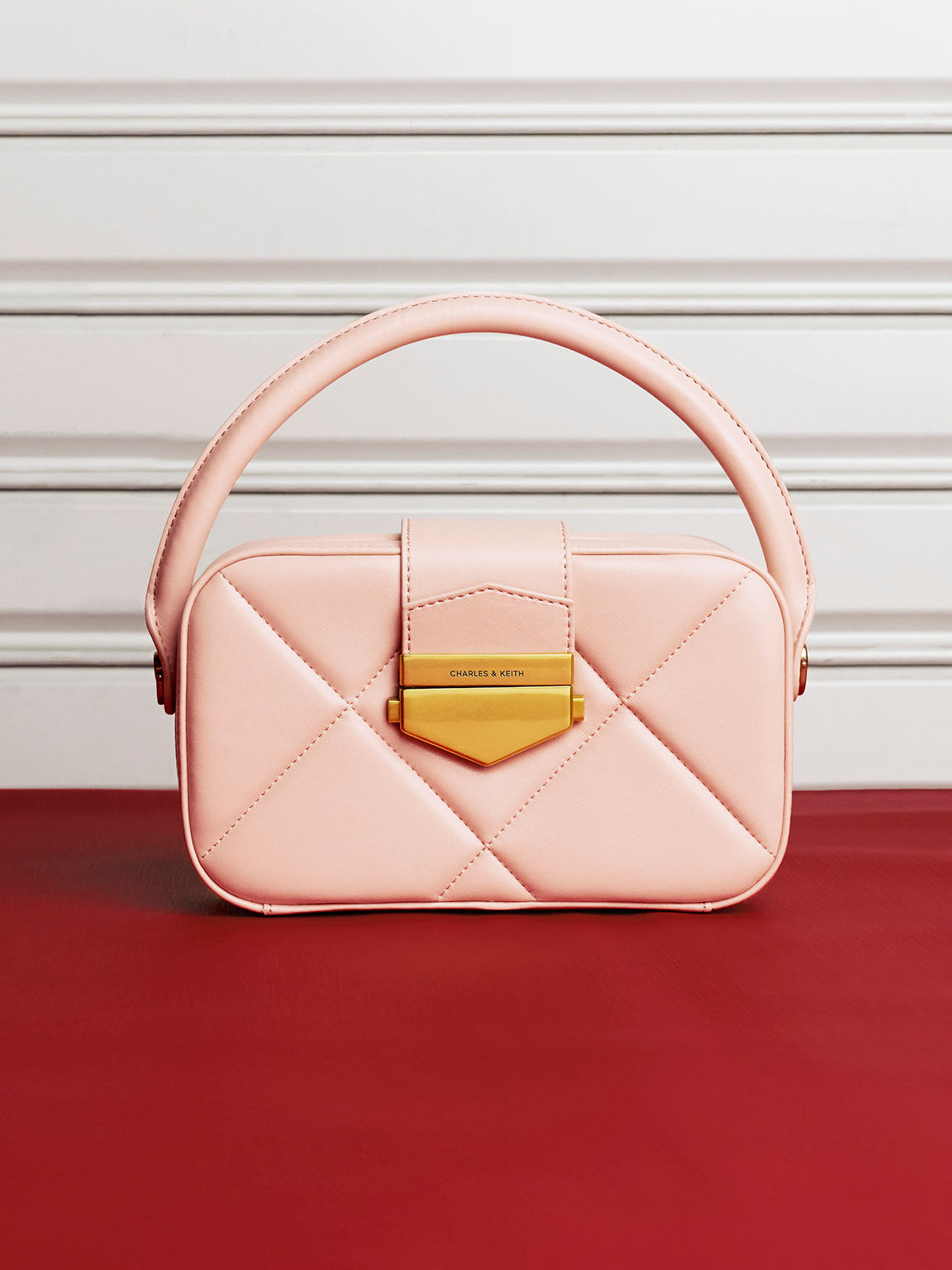 Pink Vertigo Quilted Boxy Top Handle Bag - CHARLES & KEITH CA