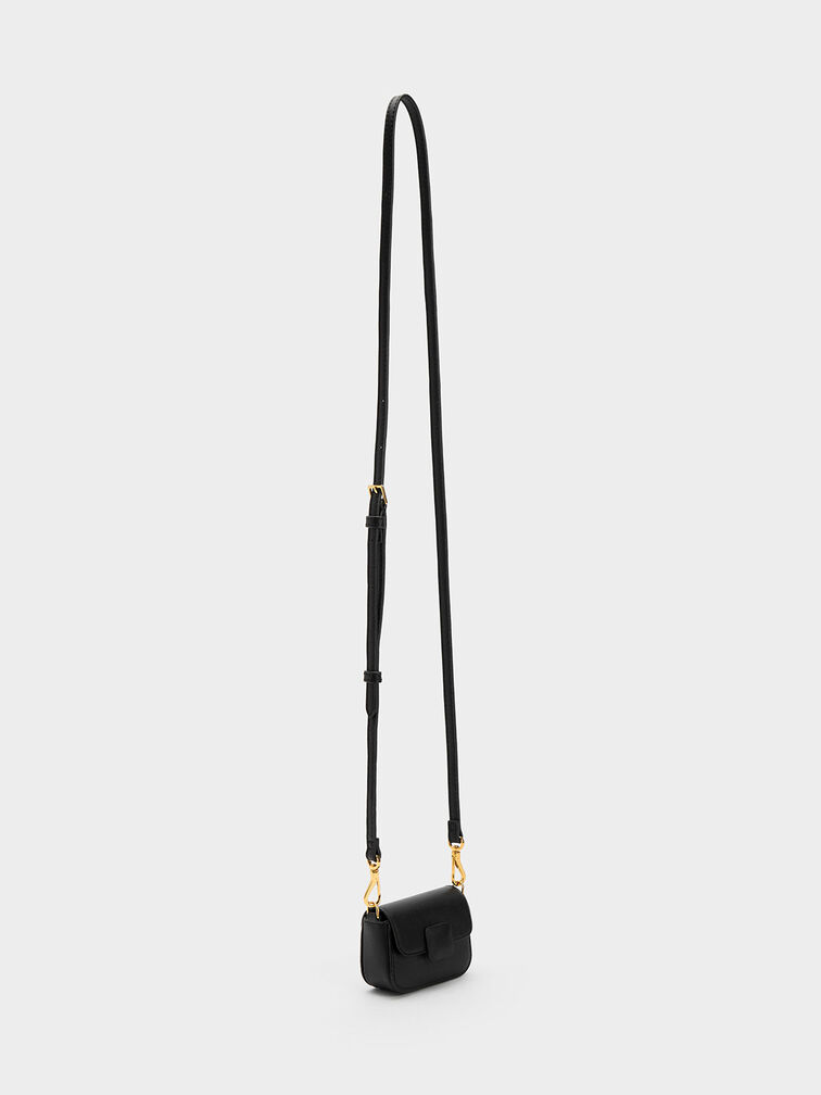 Micro Koa Square Push-Lock Bag, Black, hi-res