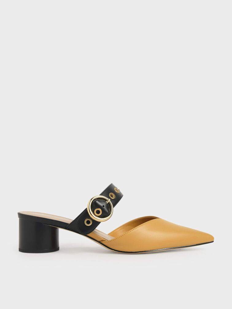 Grommet Mules, Yellow, hi-res