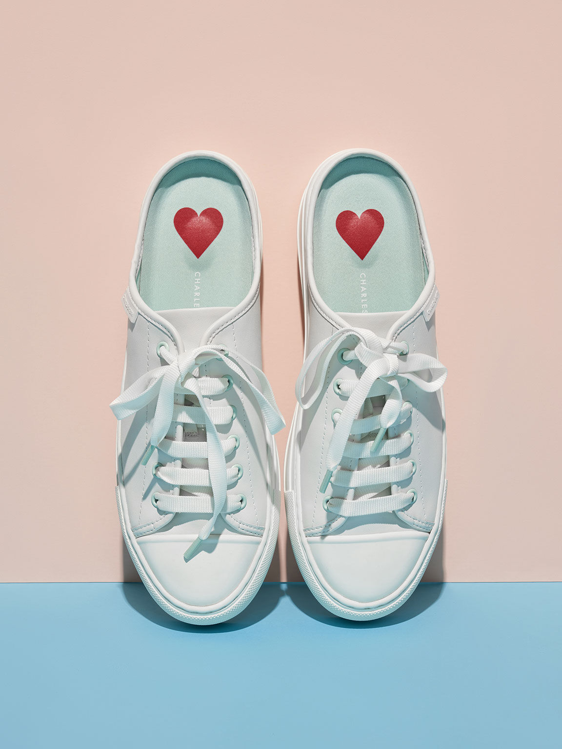 Sylar Heart-Motif Sneaker Mules, Mint Green, hi-res