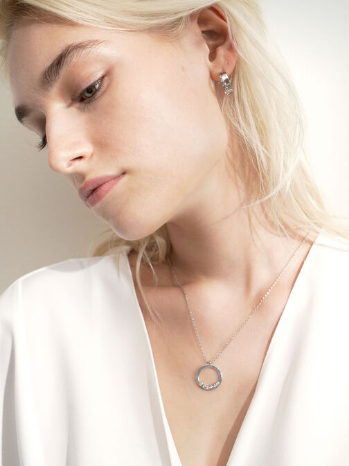 施華洛世奇®水晶鑲嵌耳環, 銀色, hi-res