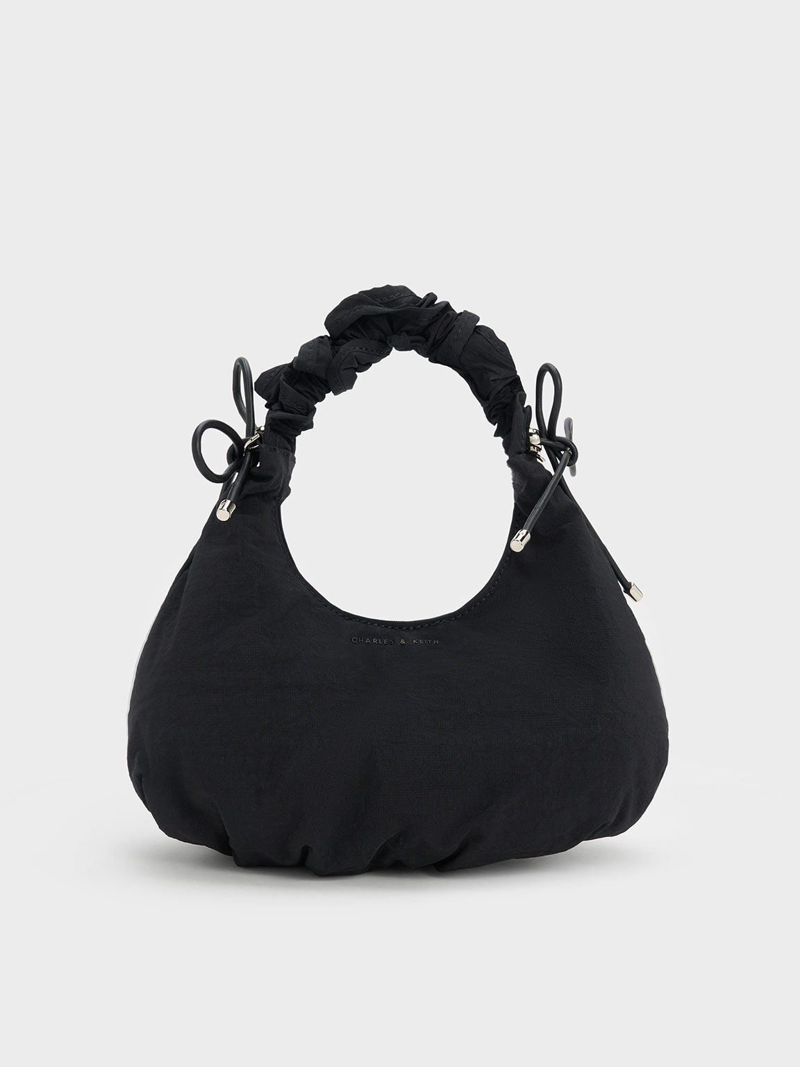 Maisy Ruched Nylon Bag, Black, hi-res