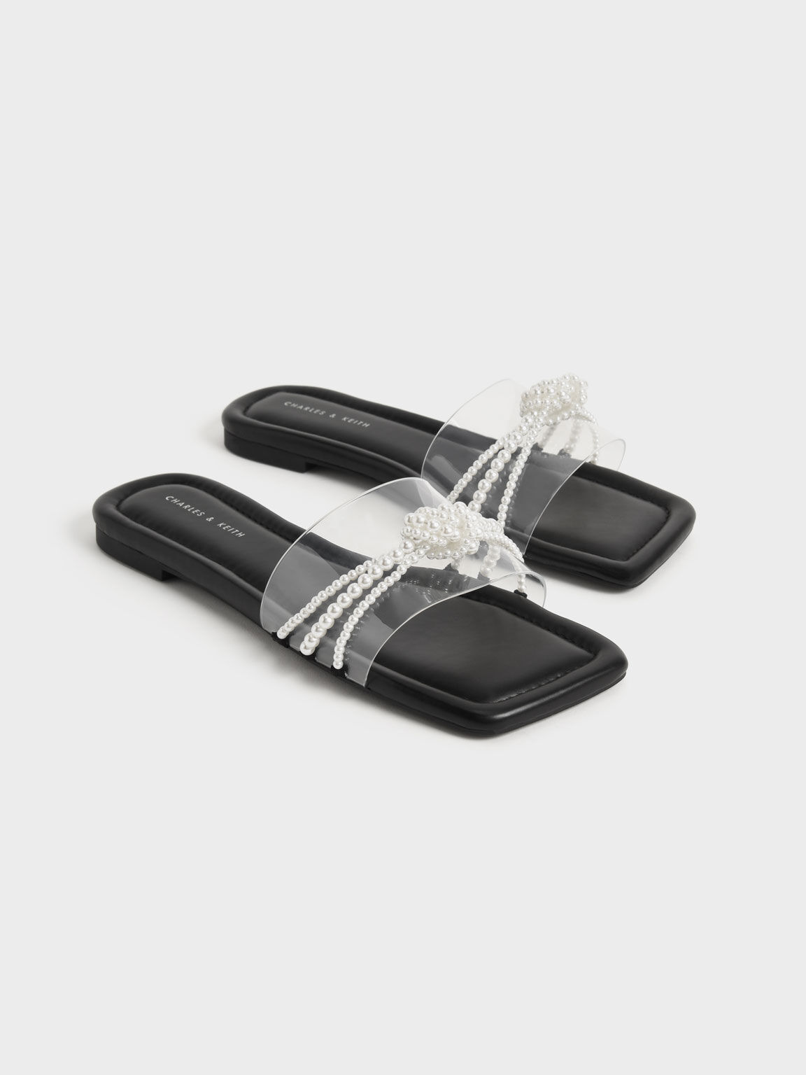 Bead Embellished Slide Sandals, Black, hi-res