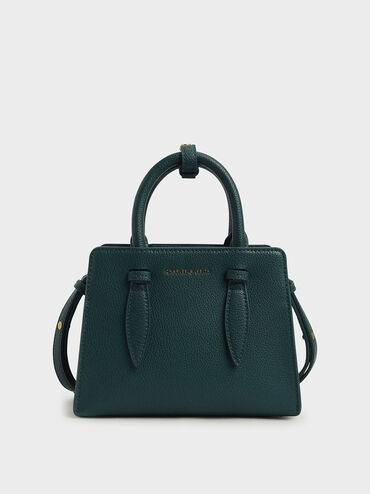 Double Top Handle Structured Bag, Green, hi-res